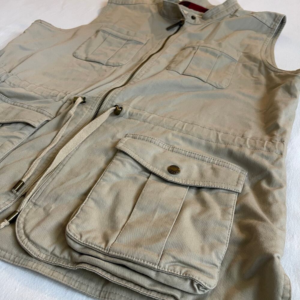 Gander Mountain Guide Series Women’s Large Khaki Utility Safari Vest Plaid Lined